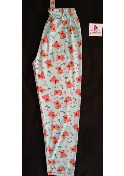 Açık Mavi Ayıcıklı ve Kalp Desenli Pijama Altı Açık Mint Yeşili fiyatları