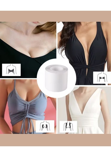 Intive Dekolte Kıyafet/abiyeler Için Şeffaf Meme Dikleştirici Çift Yapışkanlı Kaldırıcı Bant- 5metre modelleri