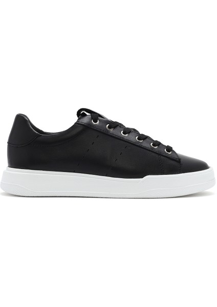 Erkek Siyah Bağcıklı Deri Sneaker 25SFD707518