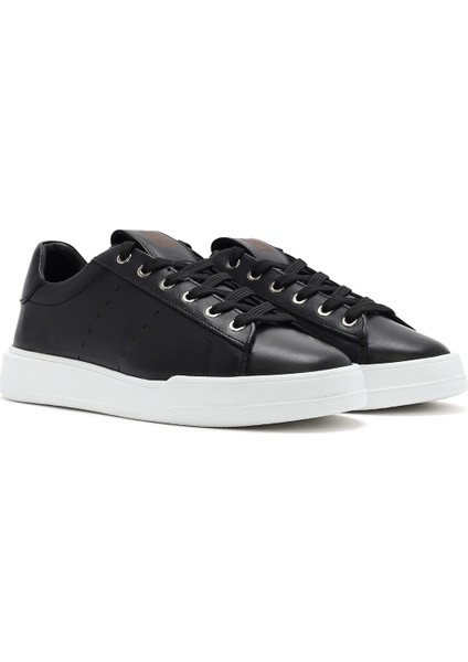 Erkek Siyah Bağcıklı Deri Sneaker 25SFD707518