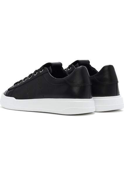 Erkek Siyah Bağcıklı Deri Sneaker 25SFD707518