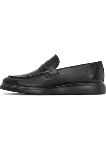 Erkek Siyah Deri Casual Loafer 25SFD790118