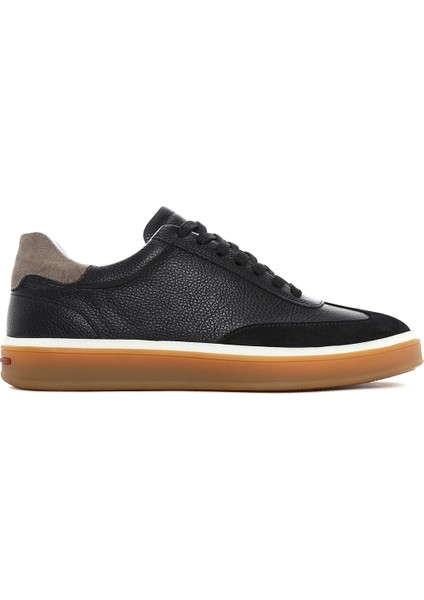 Erkek Siyah Bağcıklı Deri Sneaker 25SFD641914