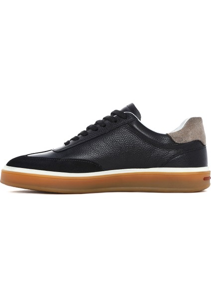 Erkek Siyah Bağcıklı Deri Sneaker 25SFD641914