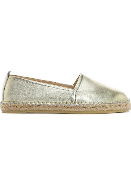 Kadın Altın Metalik Deri Espadril 25SFD205332