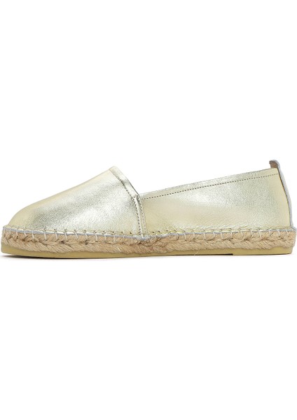 Kadın Altın Metalik Deri Espadril 25SFD205332