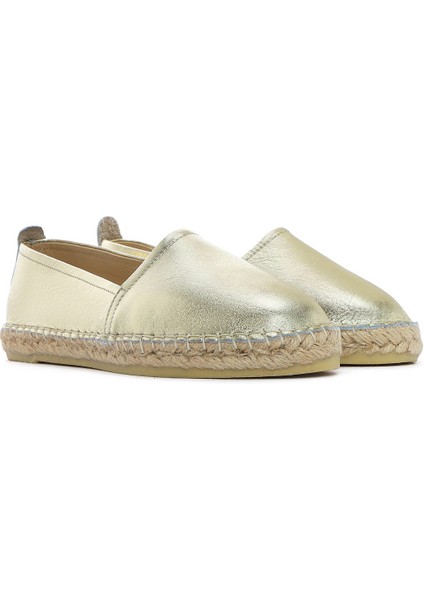 Kadın Altın Metalik Deri Espadril 25SFD205332
