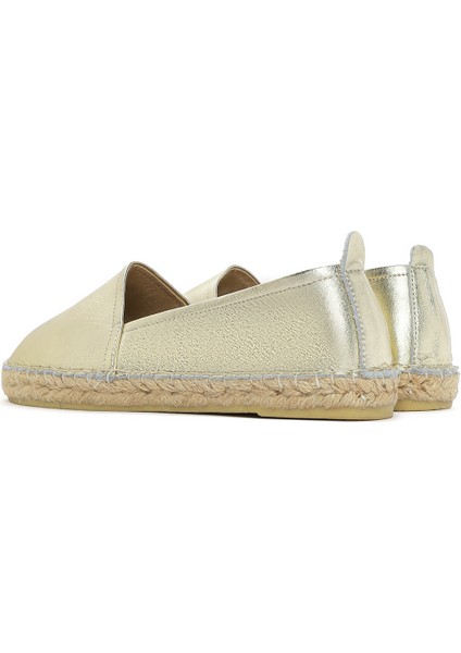 Kadın Altın Metalik Deri Espadril 25SFD205332