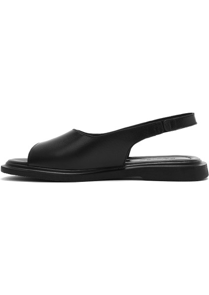 Kadın Siyah Deri Sandalet 25SFD363218