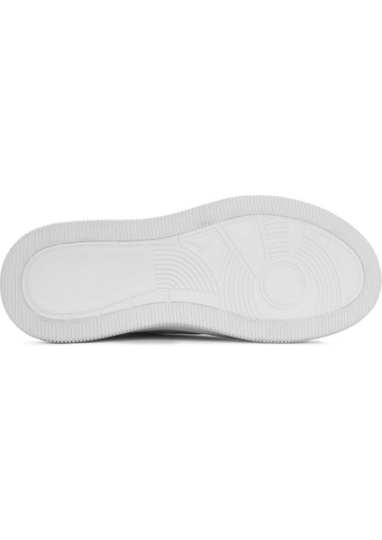 Erkek Beyaz Bağcıklı Kalın Tabanlı Deri Sneaker 25SFD650214