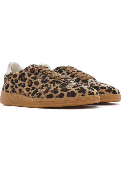 Kadın Leopar Bağcıklı Deri Sneaker 25SFD4205W2