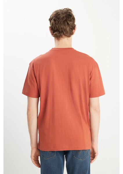 Wrangler Pamuk Relaxed Fit Geniş Kesim Minimal Logo Kiremit Tişört indirimleri