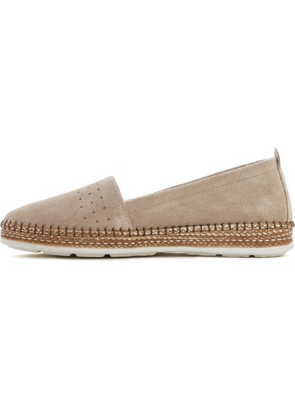 Kadın Bej Süet Deri Comfort Loafer 25SFD500510