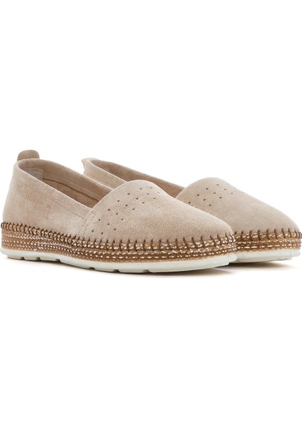 Kadın Bej Süet Deri Comfort Loafer 25SFD500510