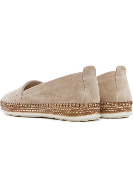 Kadın Bej Süet Deri Comfort Loafer 25SFD500510