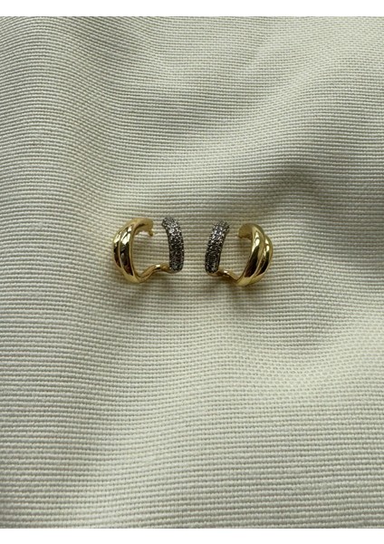 Çift Renkli Bombeli Taşlı Minik Halka Küpe fırsatları