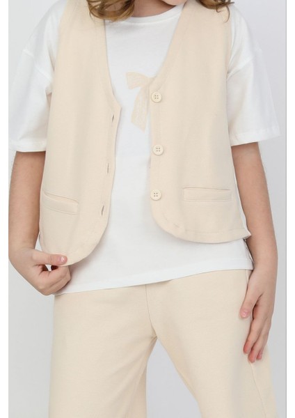 Kız Krem Yelekli 3 Lü Takım fırsatları