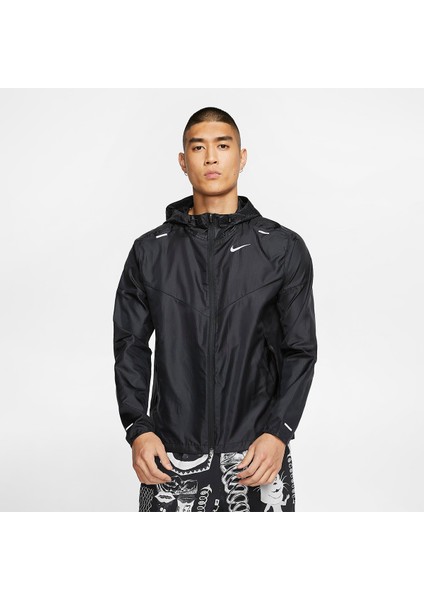 Windrunner Running Erkek Siyah Kapüşonlu Ceket