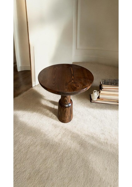 Wood Wooden Ahşap Tekli Ürgüp Mantar Yan Sehpa Modern Ceviz Renk Fiskos fiyatları