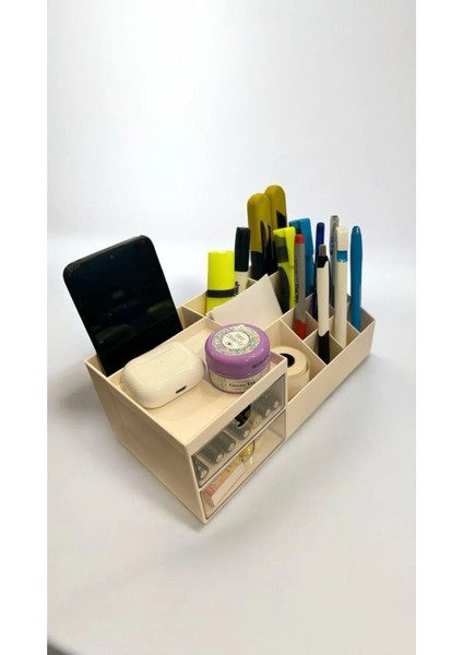 Office 2 Çekmeceli Masa Üstü Düzenleyici - Ofis Kalemlik Bölmeli Organizer Kozmetik Stand modelleri