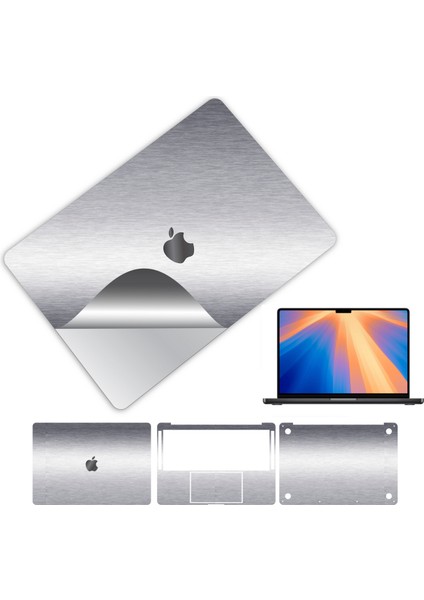 Macbook Pro 14 Inç 360 Kaplama Koruma Sticker Çizilmez Film Kaplama M1 M2 M3 M4 Serisi Gümüş Gri