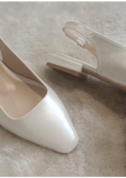 Pear Kare Burun 2 cm Kare Topuklu Babet Gelin Ayakkabısı