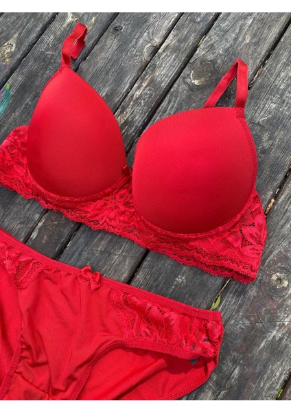 Kırmızı Düz Destekli Sütyen Takımı fiyatları