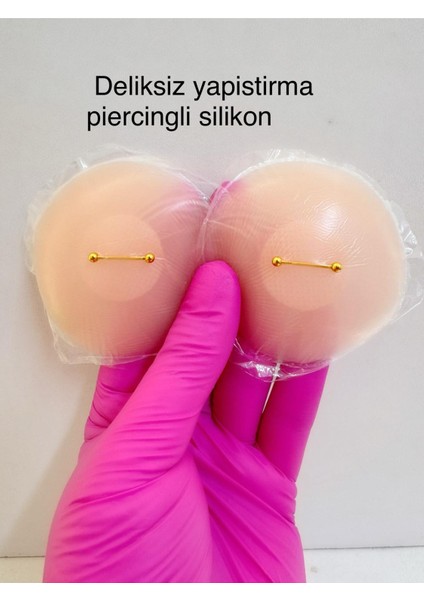2 Adet Deliksiz Silikon Yapıştırma Gerçek Gibi Görünen Meme Ucu Nipple Piercingi (Çelik ) fiyatları