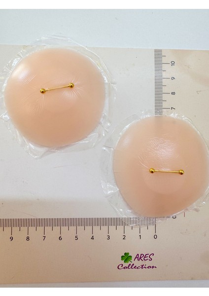 2 Adet Deliksiz Silikon Yapıştırma Gerçek Gibi Görünen Meme Ucu Nipple Piercingi (Çelik ) modelleri