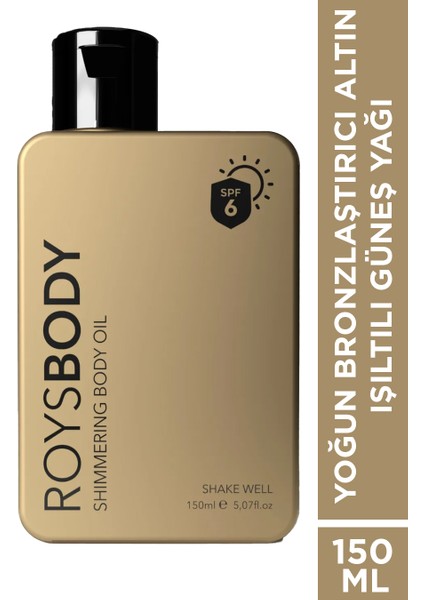 Yoğun Bronzlaştırıcı Altın Işıltılı Güneş Yağı SPF 6 150 Ml