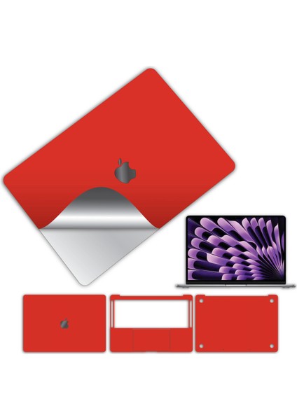 Macbook Pro 13 Inç 2022 M2 Için 360 Kaplama Koruma Sticker Çizilmez Film Kaplama Kırmızı