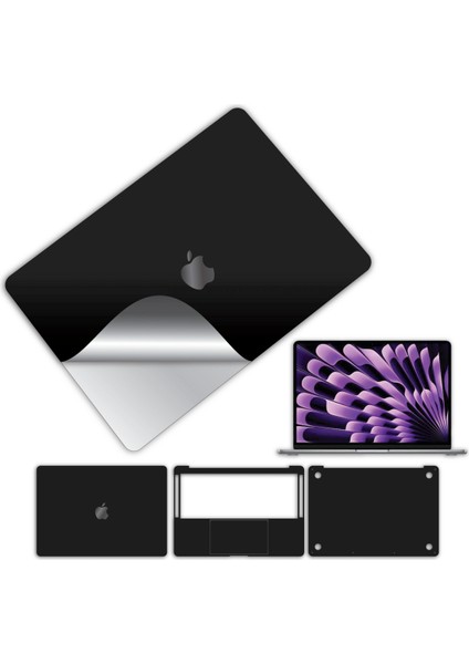 Macbook Pro 13 Inç 2022 M2 Için 360 Kaplama Koruma Sticker Çizilmez Film Kaplama Mat Siyah