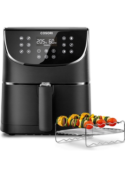Premium XXL 5.8-Quart ( 5.5 Litre ) - Wi-Fi özellikli 1700W Dokunmatik Panelli Yağsız AirFryer Fritöz - Siyah