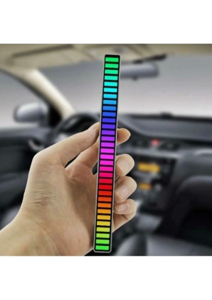 Rgb Çubuk Sese Duyarlı Ekolayzer 18 Farklı Ayarlanabilir Renk-Mod Type-C Şarjlı Taşınabilir Ekolayzer