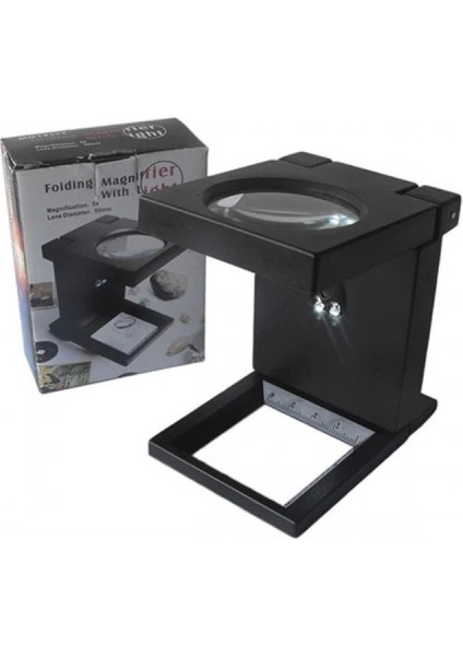 -Katlanır Plastık,led Işıklı Test Cıhazı Büyüteç 2.5X90MM