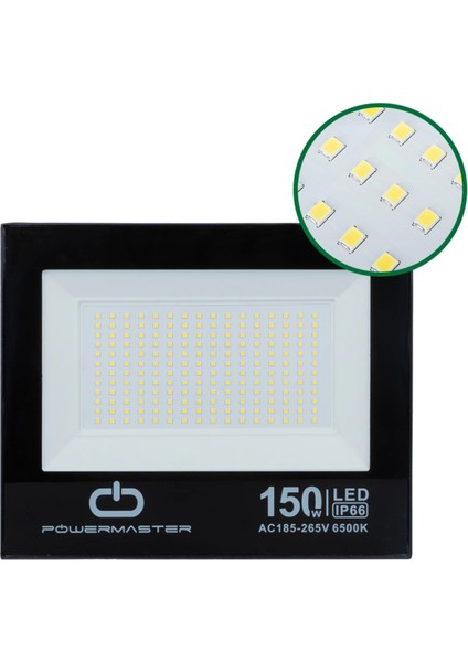 150 Watt - 220 Volt 6500K IP66 150* Işık Açısı Siyah Slim Kasa Beyaz LED Projektör (4887) modelleri