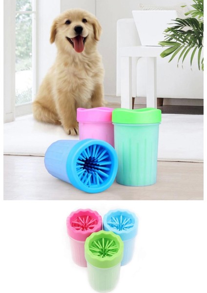 Pati Ayak Yıkama Kovası Silikon Jel Fırçalı Kedi Köpek (Büyük) (4887)