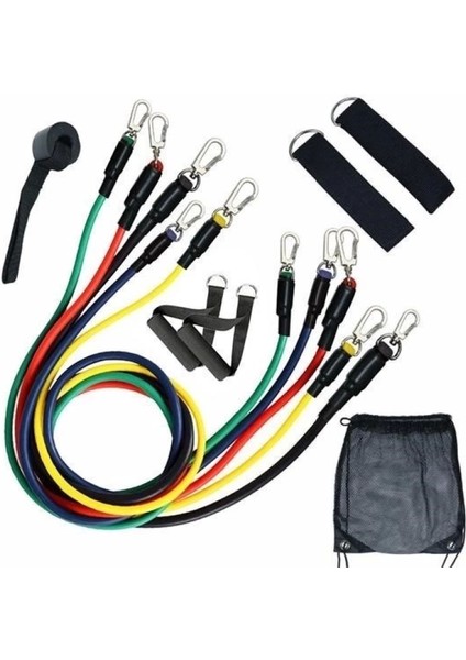 11 parça lateks egzersiz bandı çekme halatı egzersiz seti