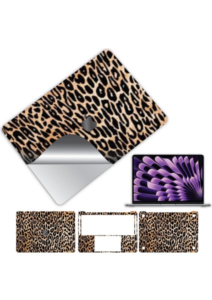 Macbook Pro 13 Inç 2022 M2 Için 360 Kaplama Koruma Sticker Çizilmez Film Kaplama Leopar