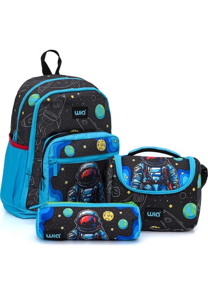 Erkek Çocuk Astronot Desenli 3'lü Okul Çanta Seti