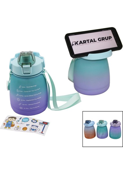 1.3lt - Tombul Pipetli Renkli Plastik Suluk Matara Kilitli Kapaklı - Telefonluklu (4887) fiyatları