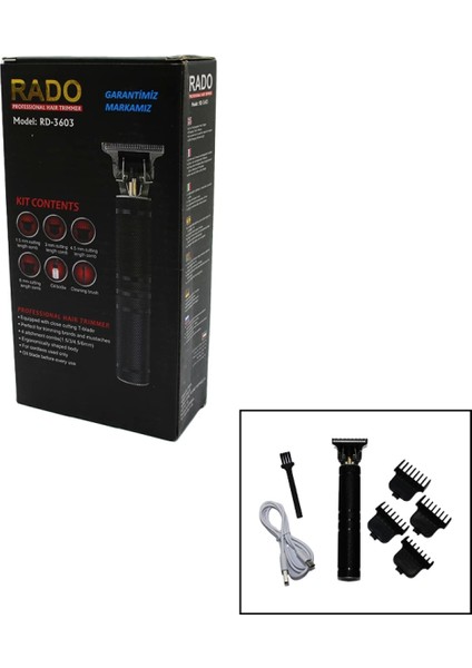 Metal Kasa USB Şarjlı Saç Sakal Traş Makinesi RD-3603 (4887)