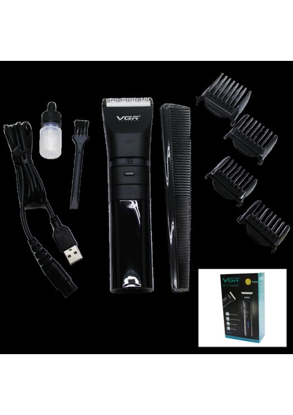 Ipx7 Suya Dayanıklı 2 Kademeli Turbo - LED Gösterge USB Şarjlı Saç Sakal Kesme - Traş Makinesi V-286 (4887)