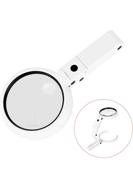 USB Şarj Edilebilir Katlanabilir 3.5-10X Büyüteç 8 Ledli Masa ve Eliçin Taşınabilir Büyüteç FS90RC