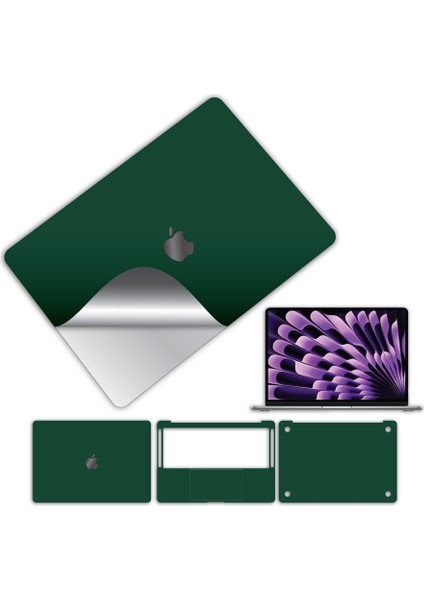 Macbook Pro 13 Inç 2022 M2 Için 360 Kaplama Koruma Sticker Çizilmez Film Kaplama Yeşil