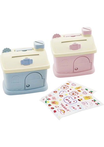 Küçük Ev Modeli Kilitli R.plastik Figürlü Çocuk Kumbara Stickerlı 12 x 14 x 9.5 cm (4887)