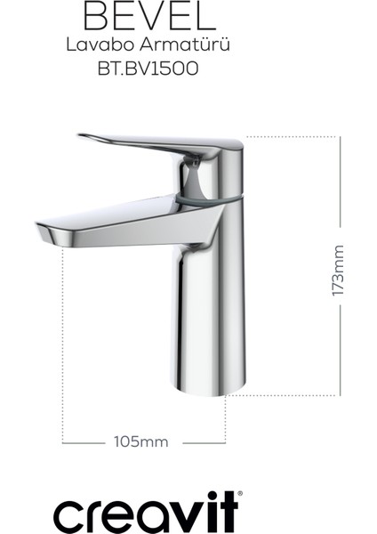 Bevel Lavabo Armatürü Krom