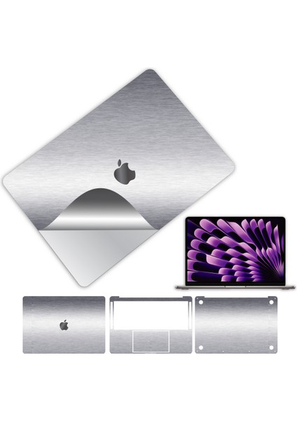 Macbook Pro 13 Inç 2022 M2 Için 360 Kaplama Koruma Sticker Çizilmez Film Kaplama Gümüş Gri