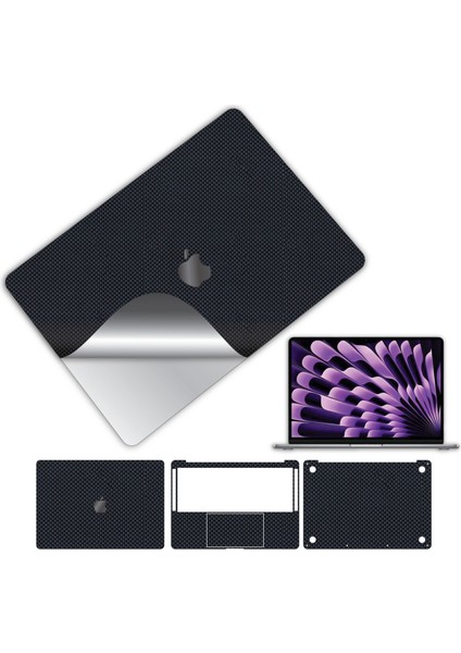 Macbook Pro 13 Inç 2022 M2 Için 360 Kaplama Koruma Sticker Çizilmez Film Kaplama Karbon Siyah