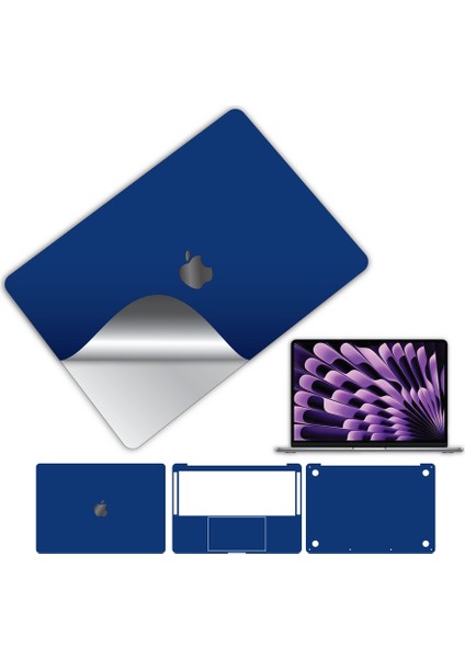Macbook Pro 13 Inç 2022 M2 Için 360 Kaplama Koruma Sticker Çizilmez Film Kaplama Koyu Mavi